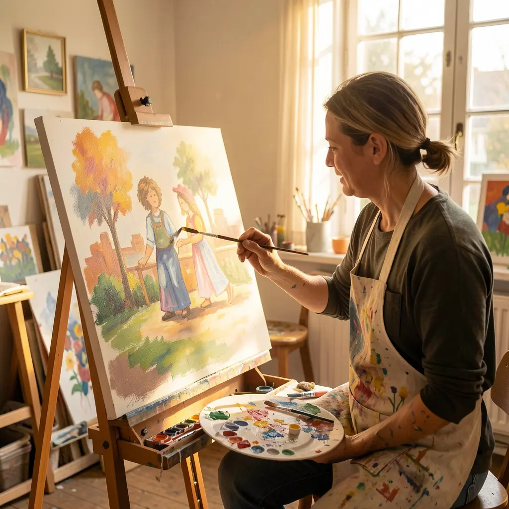 Student enjoying art class